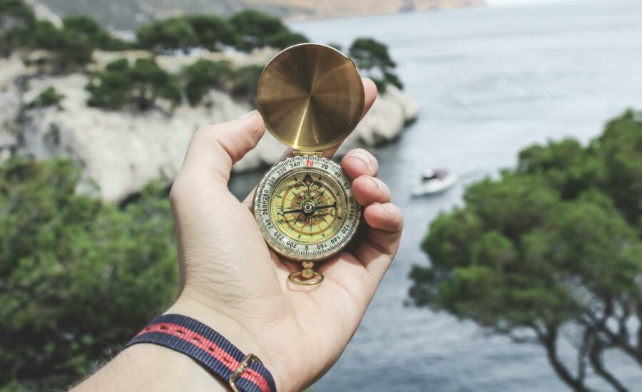 Person Holding Compass